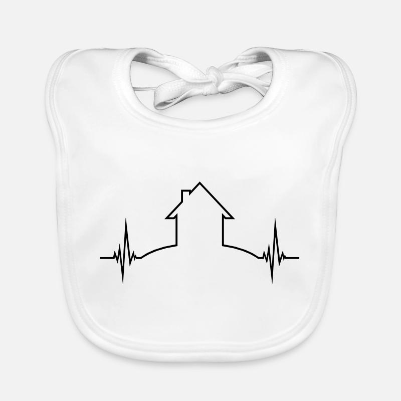 house ECG pulse heart rate frequency home outline Organic Baby Bibs