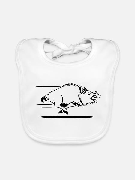 Wild boar race - Organic Baby Bibs - white - Front