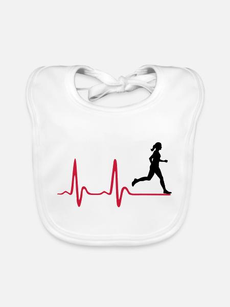 Running Woman, runner & heartbeat - Bavoir bio Bébé - blanc - Devant