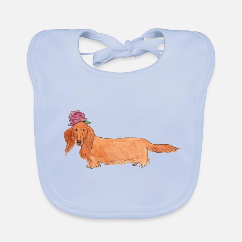 Dackel mit Blume Baby Bio-Lätzchen