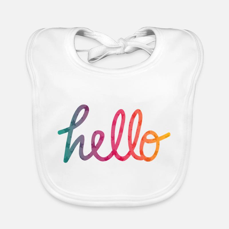 Hello Typography rainbow Organic Baby Bibs