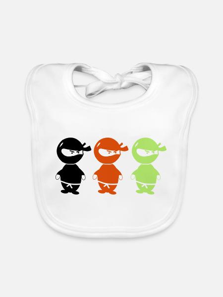 ninjas_002 - Organic Baby Bibs - white - Front