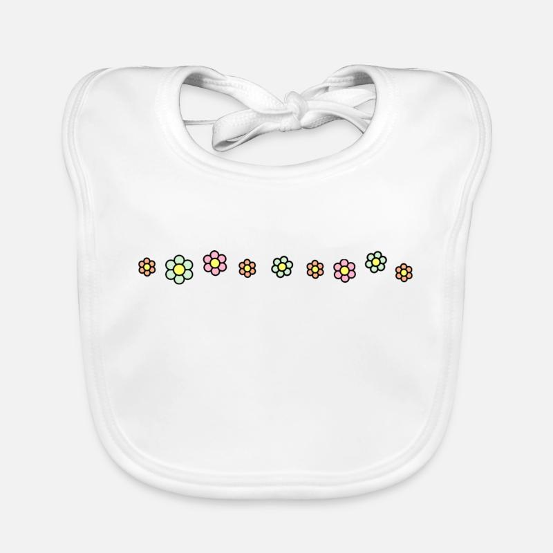 Flowers line pattern decoration decor Organic Baby Bibs