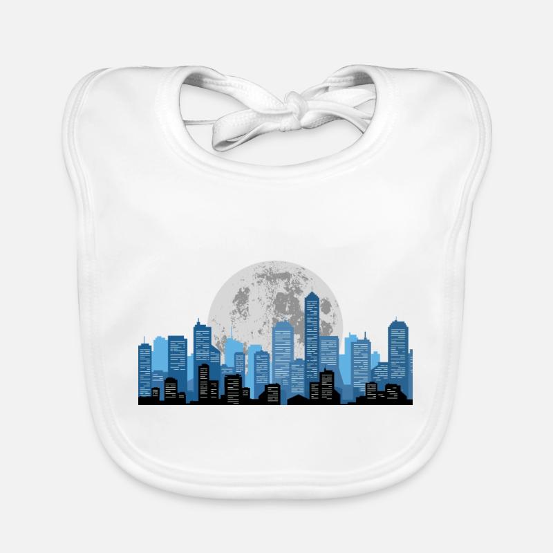 Paysage urbain clair de lune Bavoir bio Bébé