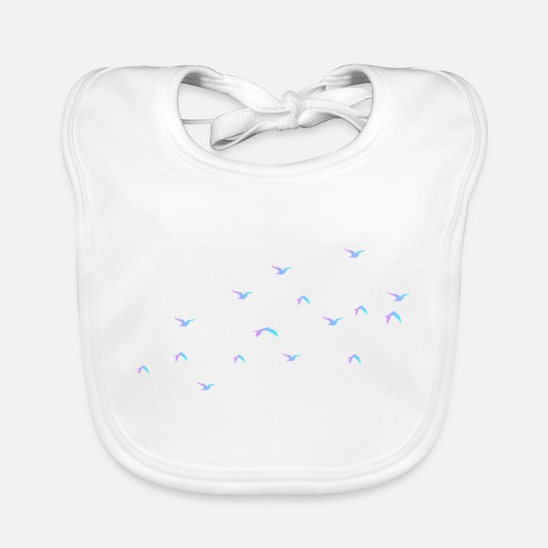 Bird flight south gift idea - Organic Baby Bibs - white