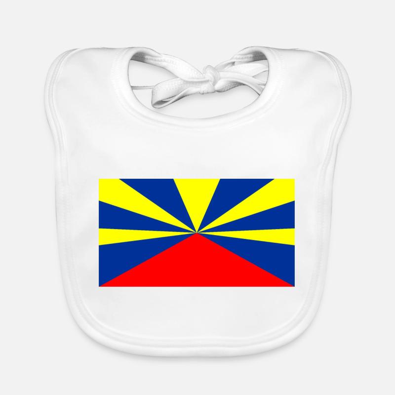 drapeau 974 Réunion - Bavoir bio Bébé - blanc