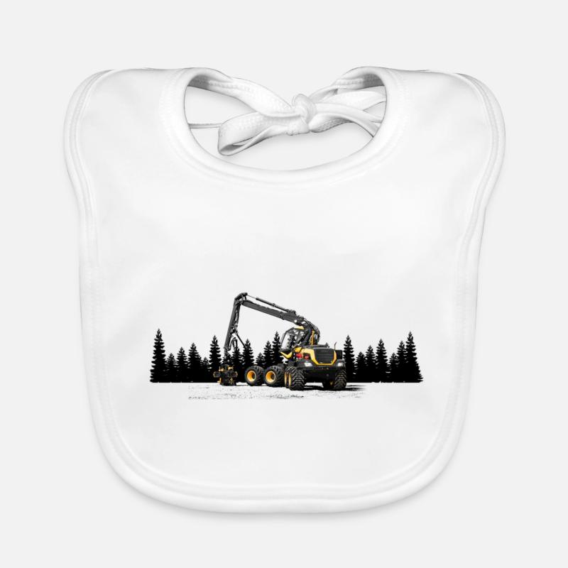 Hervester forestry machine - Organic Baby Bibs - white