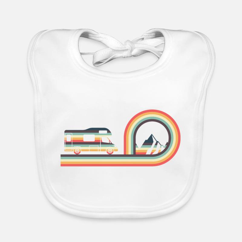 Camping Car Retro Style Camping Lovers Campfire Ad - Bavoir bio Bébé - blanc