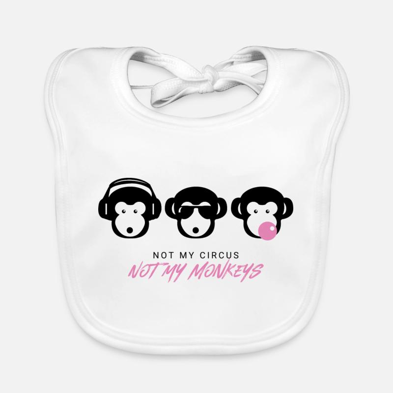 Muniax Monkeys Pink - Baby Bio-Lätzchen - Weiß