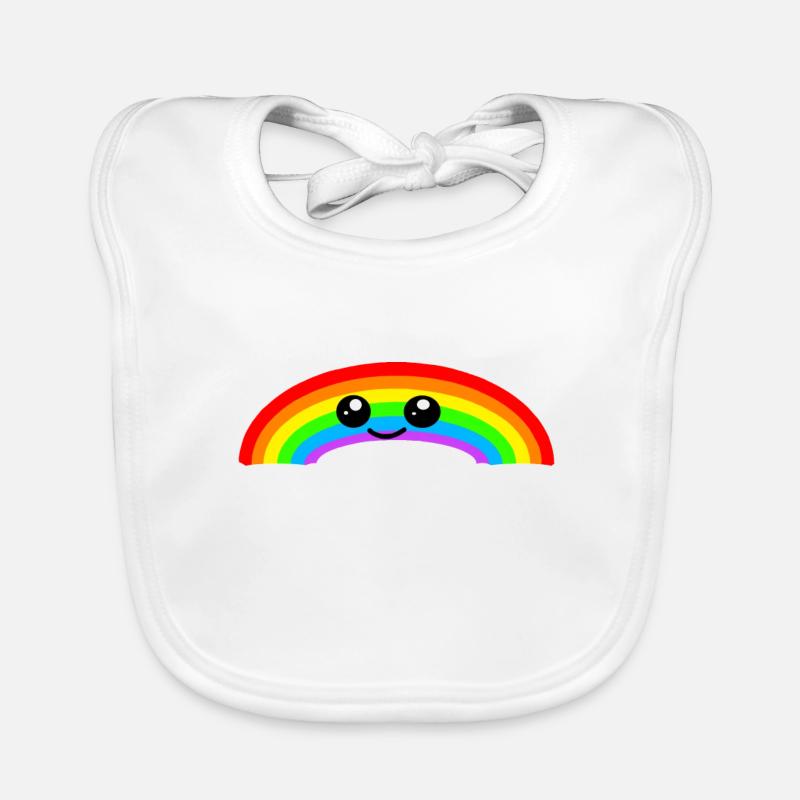 Arc-en-ciel - Bavoir bio Bébé - blanc
