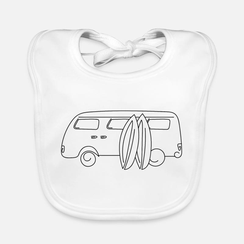 Retro van with surfboards Organic Baby Bibs