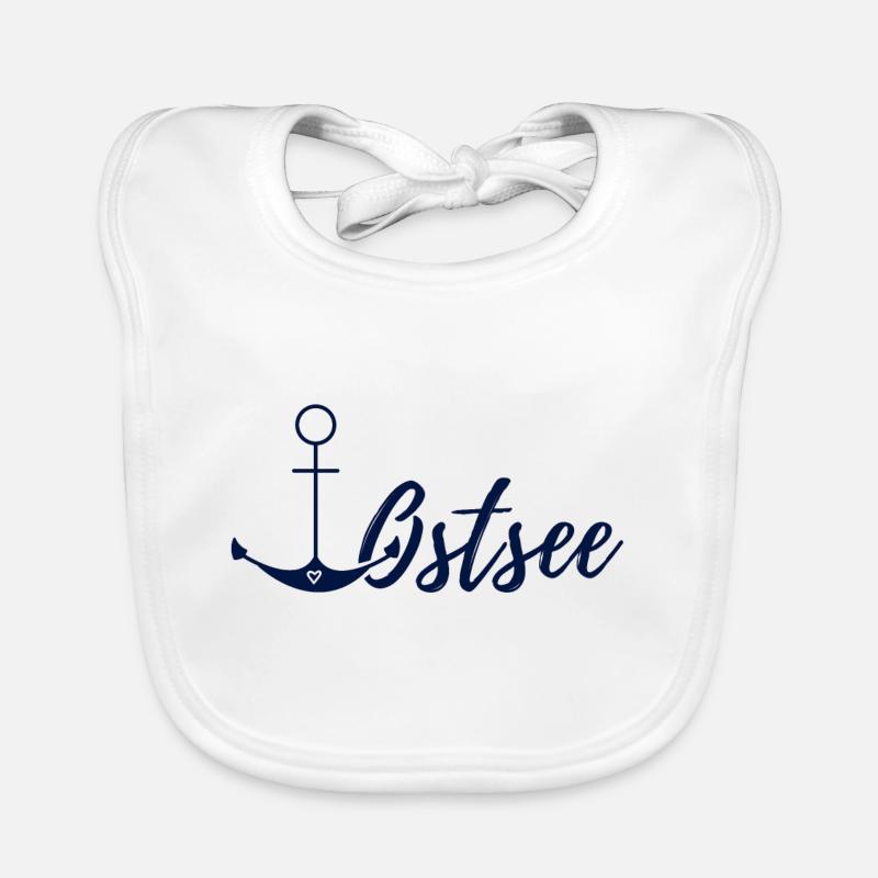 Spruch Ostsee Anker mit Herz Baby Bio-Lätzchen