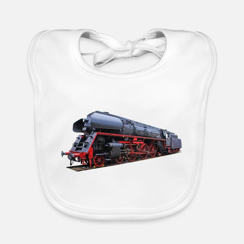 Dampflok BR 01 519 - Baby Bio-Lätzchen - Weiß