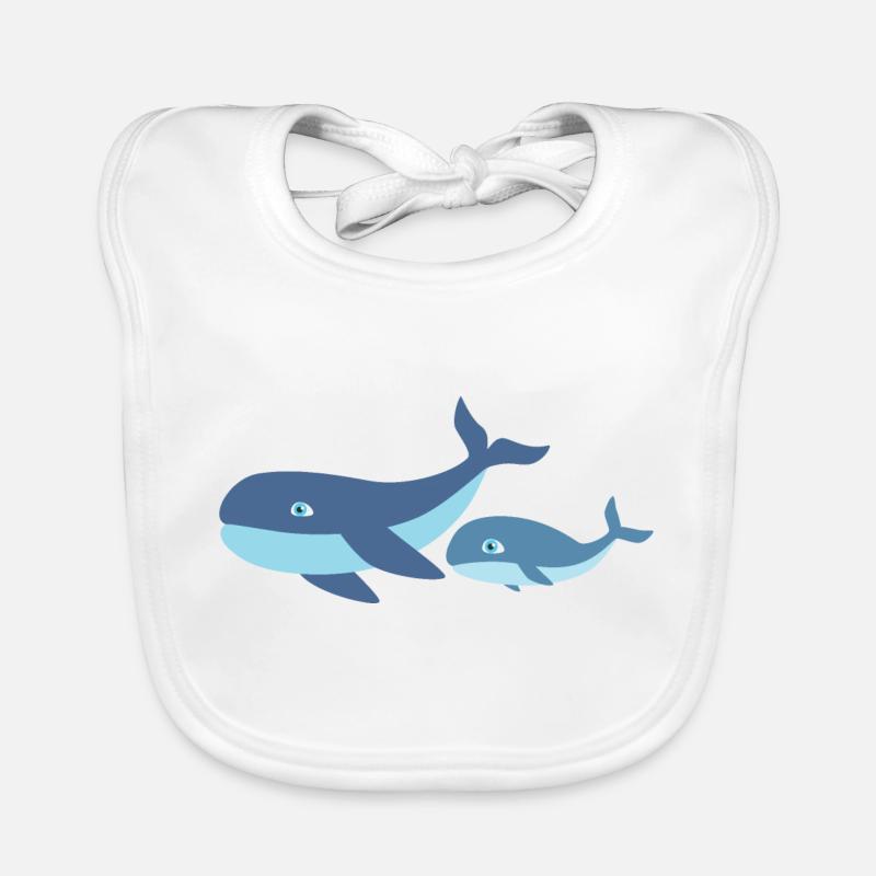 Mère baleine avec enfant baleine Bavoir bio Bébé