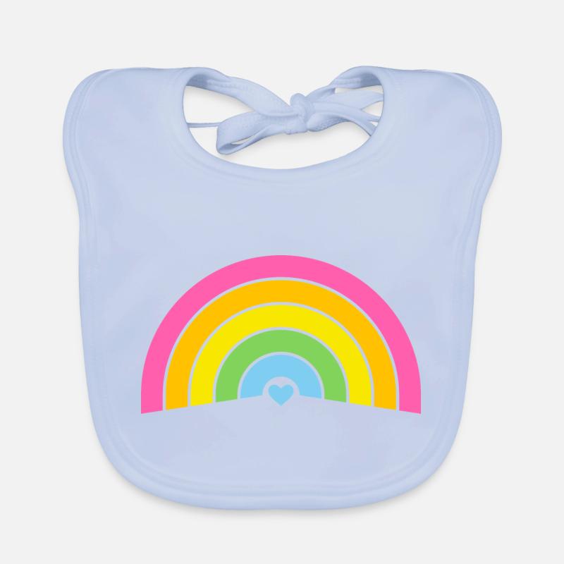 Rainbow & Heart – Pastel Bavoir bio Bébé