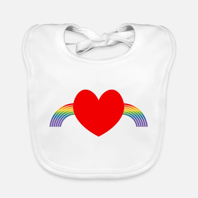 Rainbow pride heart Organic Baby Bibs