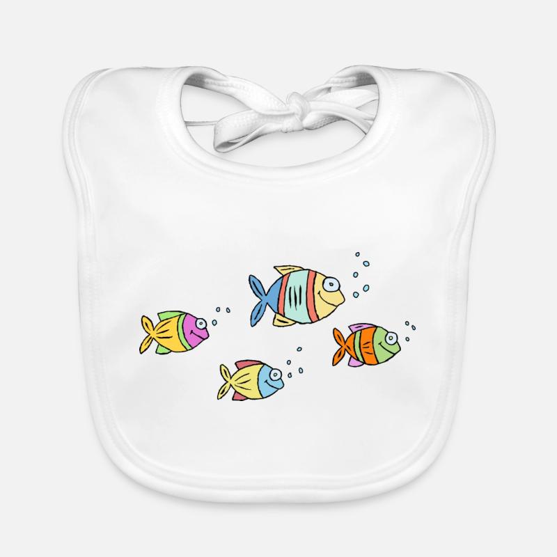 Poisson Cichlide Eau Mer Graffiti Dessin Bavoir bio Bébé