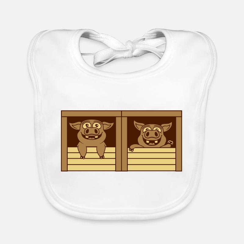 2 Comic Stable Pigs Organic Baby Bibs