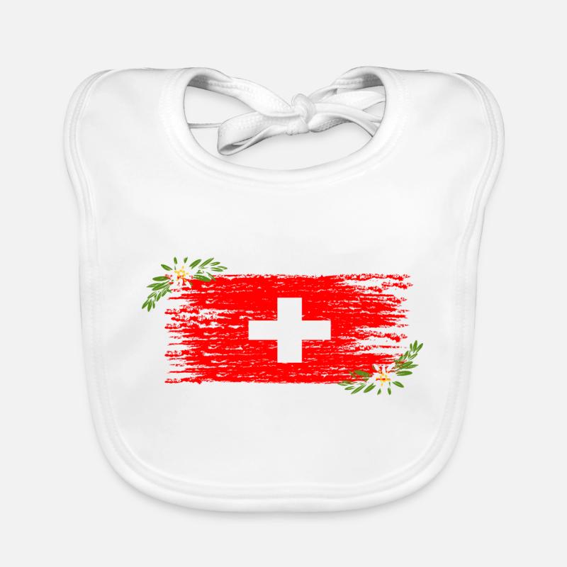 Swiss flag Organic Baby Bibs