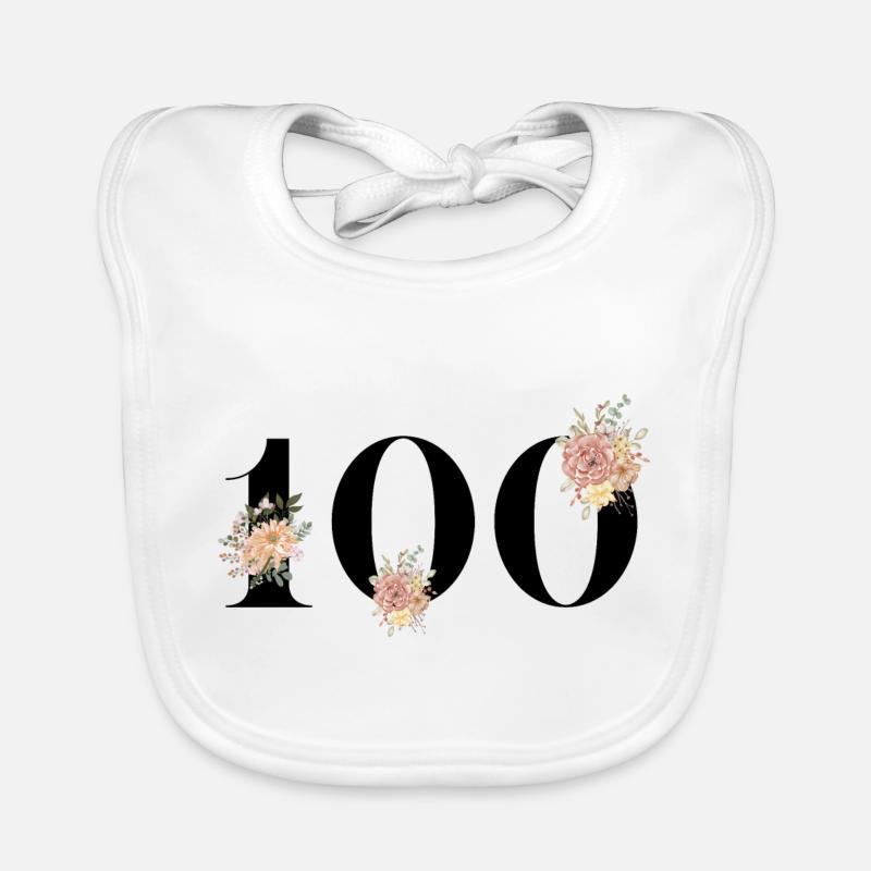 100e anniversaire fleuris (Cadeau de 100 ans) Bavoir bio Bébé