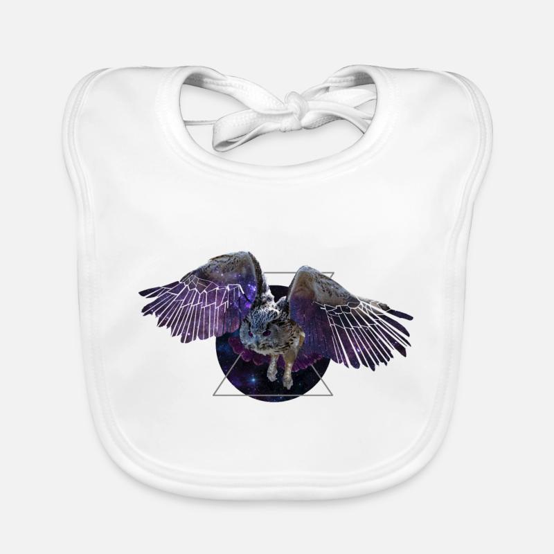 Hibou de l’espace - Bavoir bio Bébé - blanc