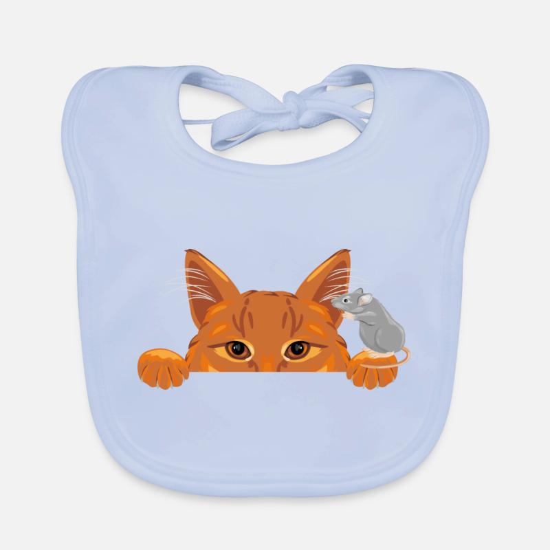 Mouse tells secrets to a ginger cat Organic Baby Bibs