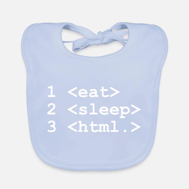 Eat Sleep HTML Organic Baby Bibs