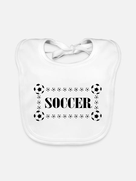 Fußball Soccer - Baby Bio-Lätzchen - Weiß - Vorne