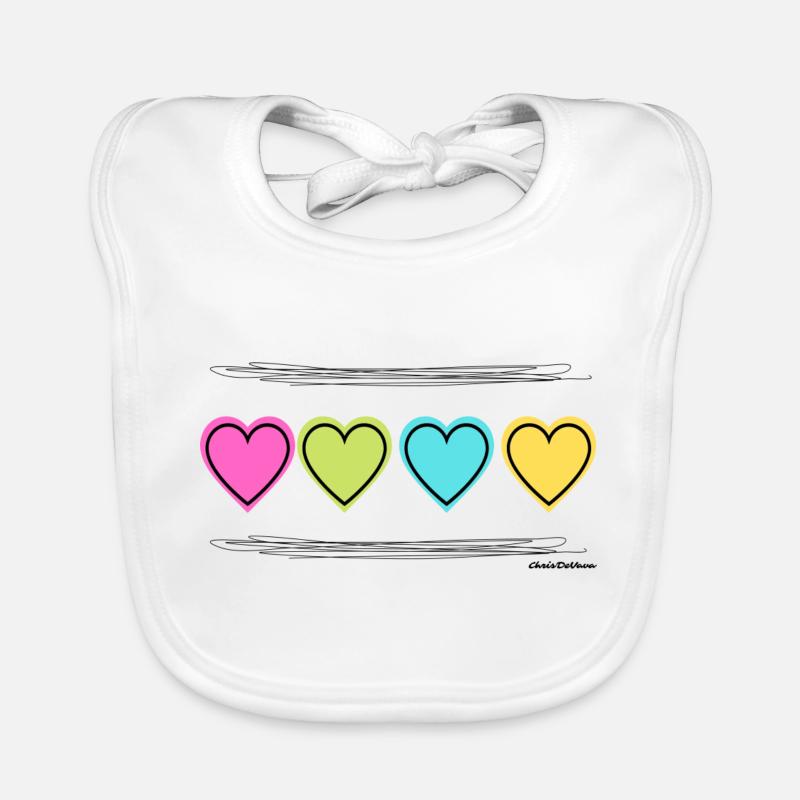 colorful hearts Organic Baby Bibs