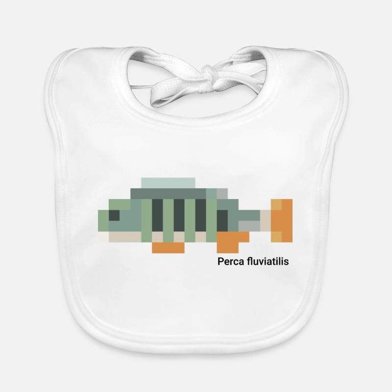 Perch - Perca fluviatilis pixelated Organic Baby Bibs