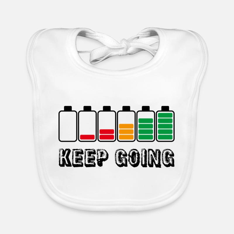 keep going - Organic Baby Bibs - white