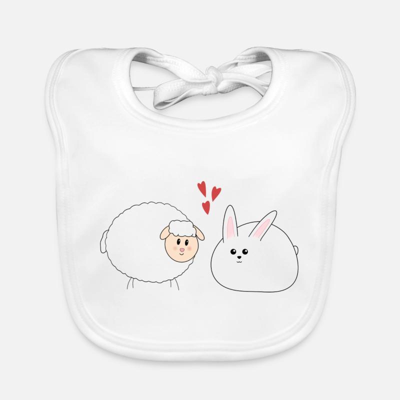 Lapin et mouton, Pâques Bavoir bio Bébé