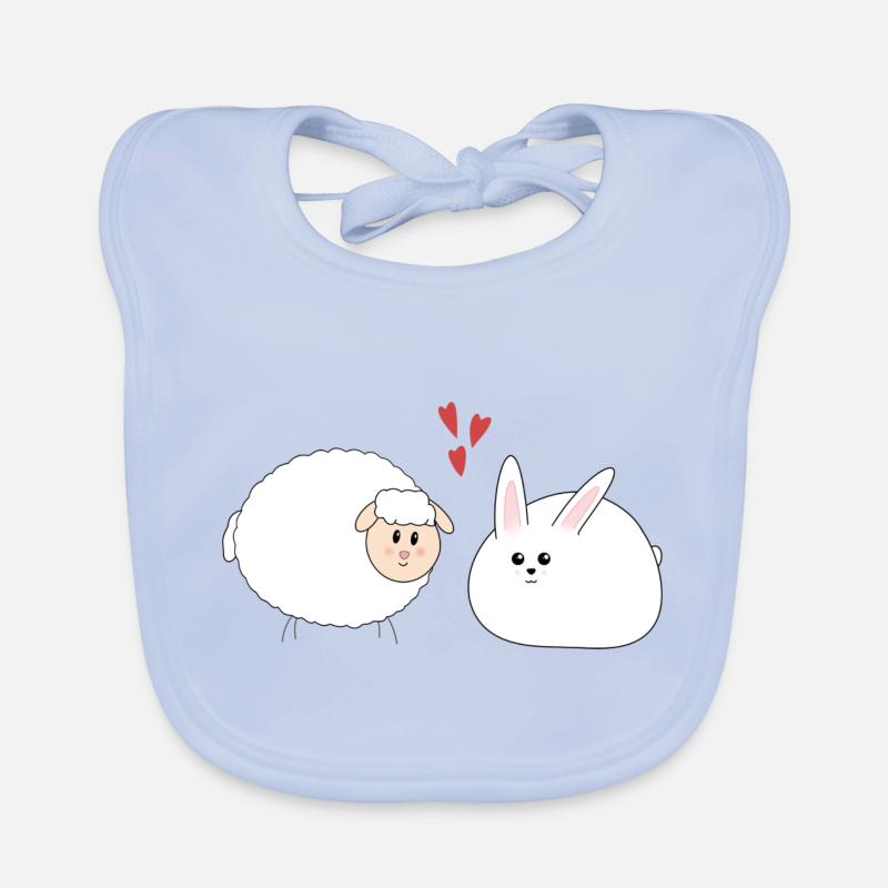 Lapin et mouton, Pâques Bavoir bio Bébé