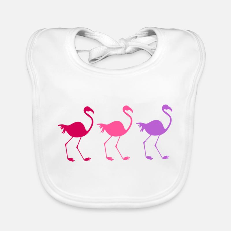 Drei bunte Flamingos - Baby Bio-Lätzchen - Weiß