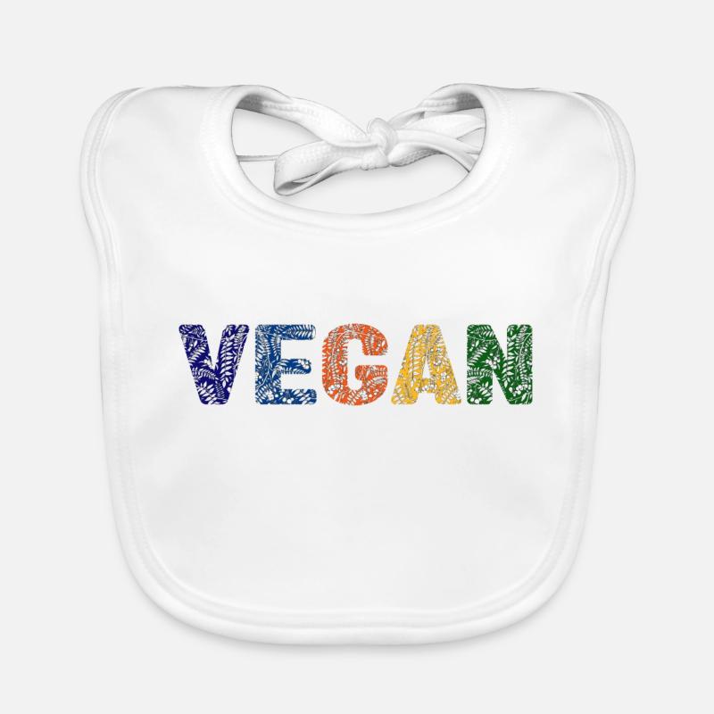 Vegan pattern - couleurs primaires - Bavoir bio Bébé - blanc