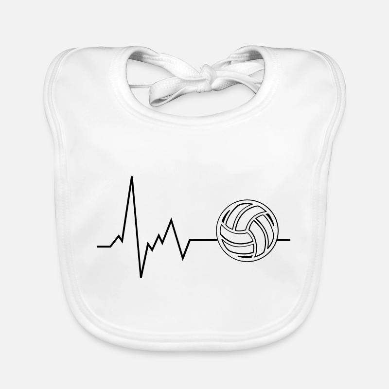 ECG de volley-ball Heartbeat - Bavoir bio Bébé - blanc