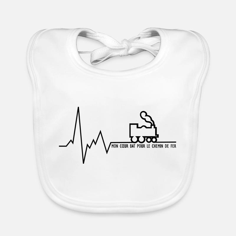 Mon cœur bat pour le chemin de fer Bavoir bio Bébé