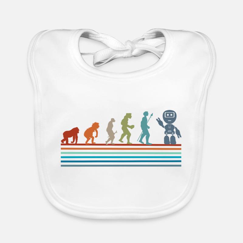 Évolution rétro vintage robot - Bavoir bio Bébé - blanc