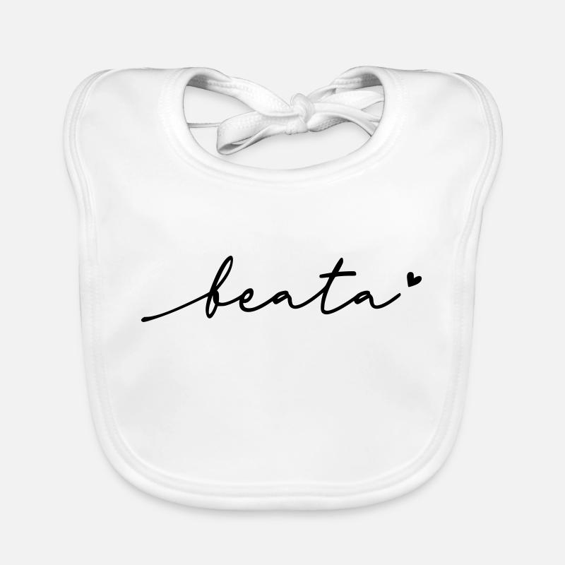 Beata Cursive Name Organic Baby Bibs