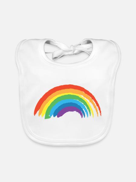 Rainbow with Bright Colors Retro Vintage - Organic Baby Bibs - white - Front