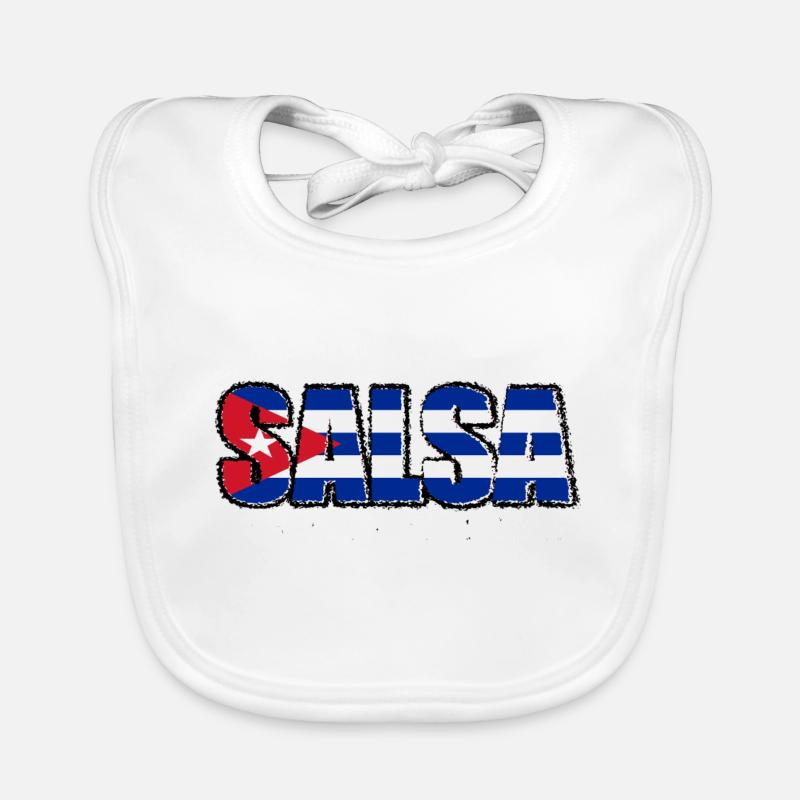 Salsa cubana avec le drapeau de Cuba - Bavoir bio Bébé - blanc