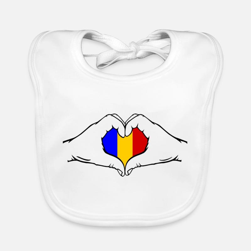 Roumanie Drapeau Coeur Forme Bavoir bio Bébé