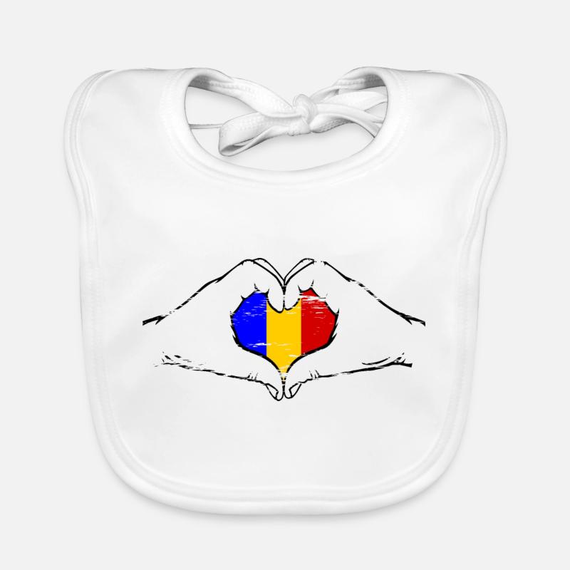 Drapeau de la Roumanie en forme de coeur utilisé Bavoir bio Bébé