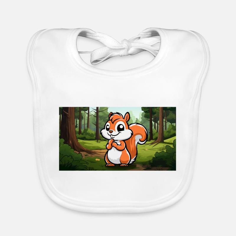 Cute Squirrel in a Forest Organic Baby Bibs