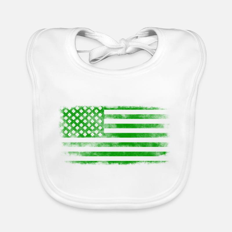 Drapeau de la Saint-Patrick irlandais américain lavé Bavoir bio Bébé