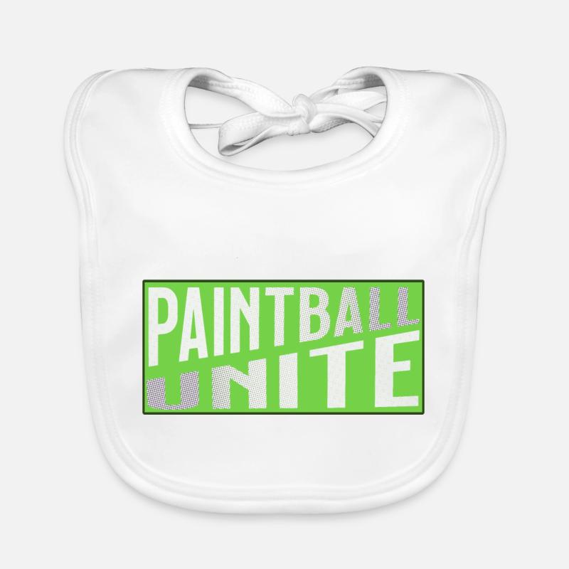Paintbal Unite split logo in green Organic Baby Bibs