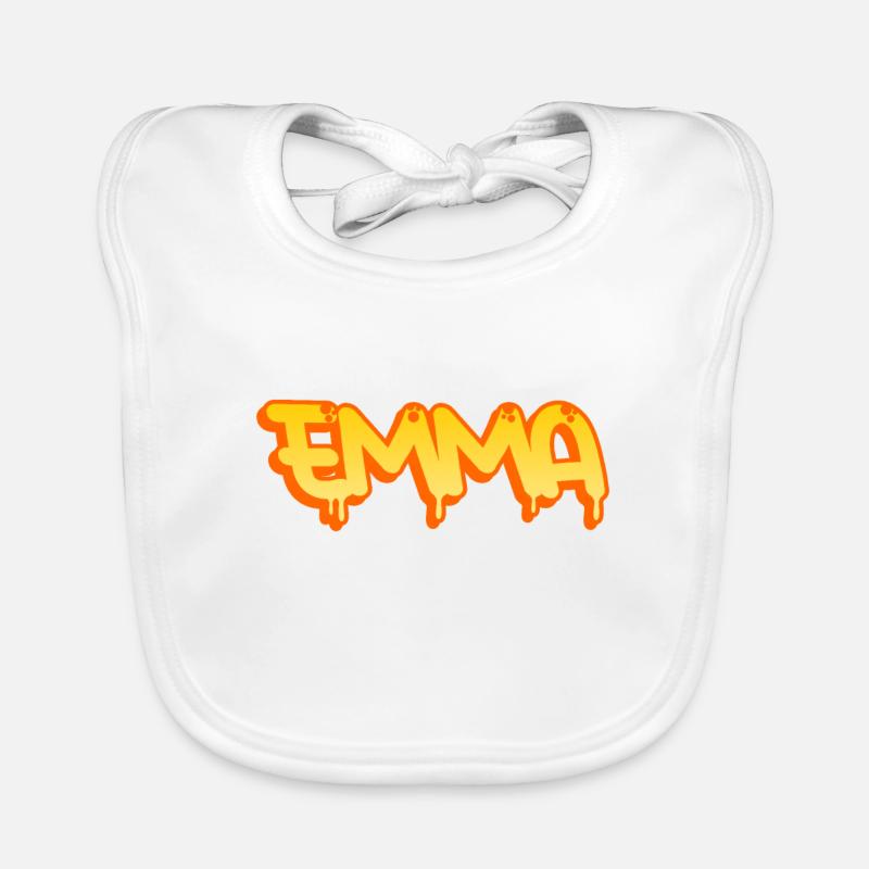 Graffiti Name Emma - Baby Bio-Lätzchen - Weiß