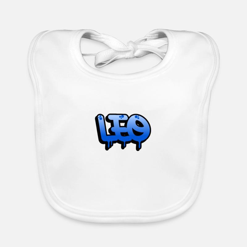 Graffiti-Name Leo - Baby Bio-Lätzchen - Weiß