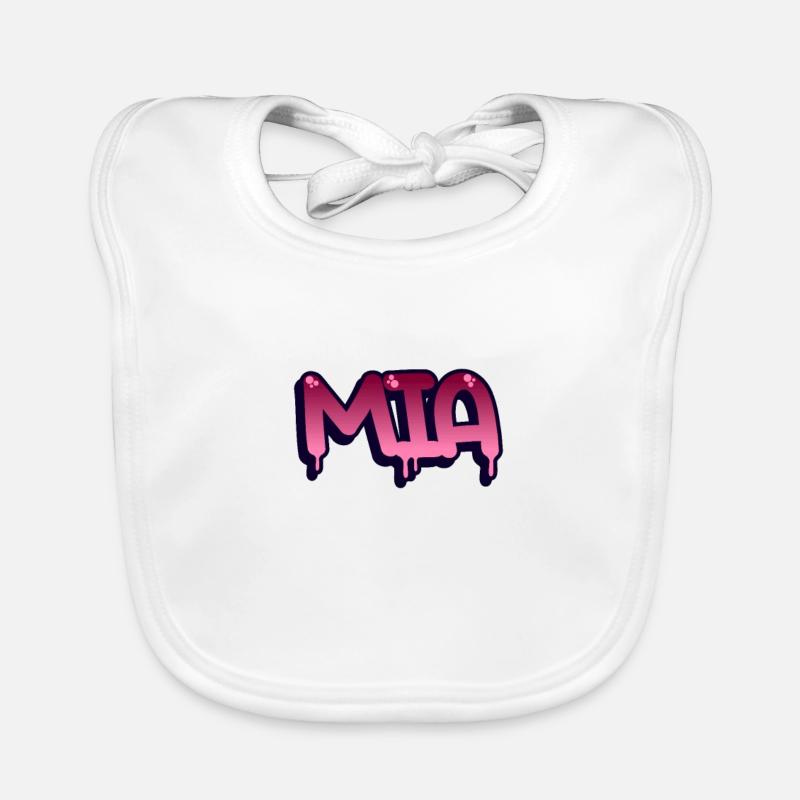 Graffiti prénom Mia - Bavoir bio Bébé - blanc