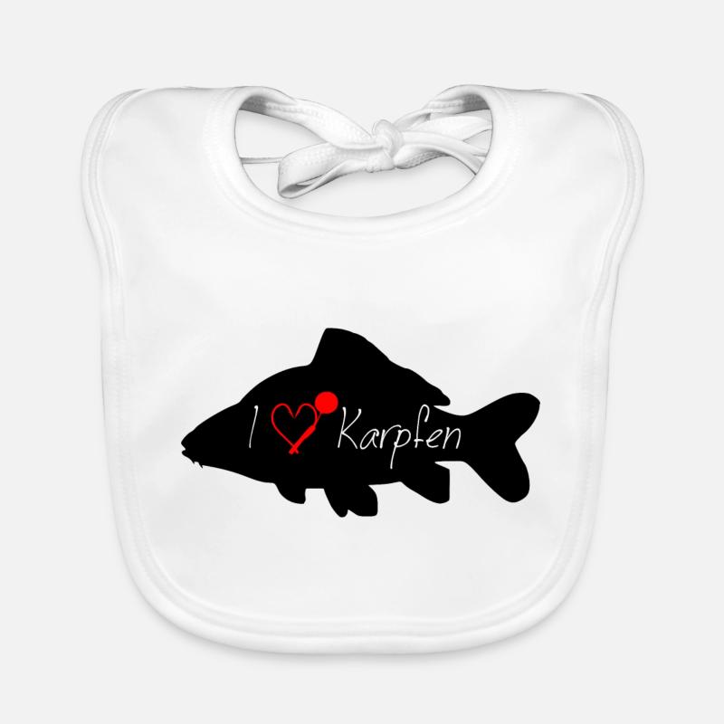 I love KARPFEN schwarz - Baby Bio-Lätzchen - Weiß